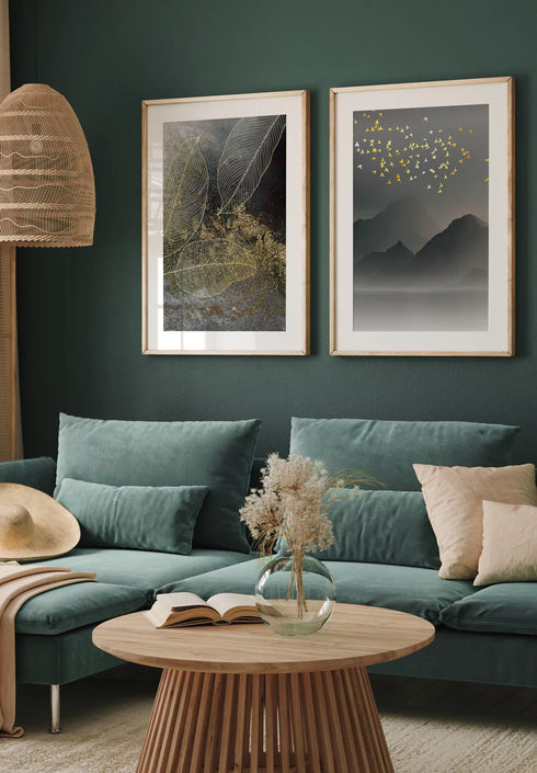 Liście Złoty Plakat 50x70cm